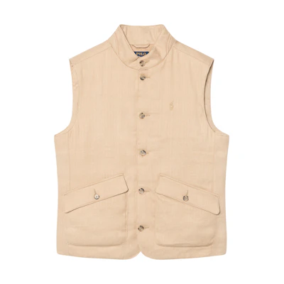 Polo Ralph Lauren SS22 Kendal Buckle Stand Collar Pocket Vest Khaki. 710861989001MEDIUM