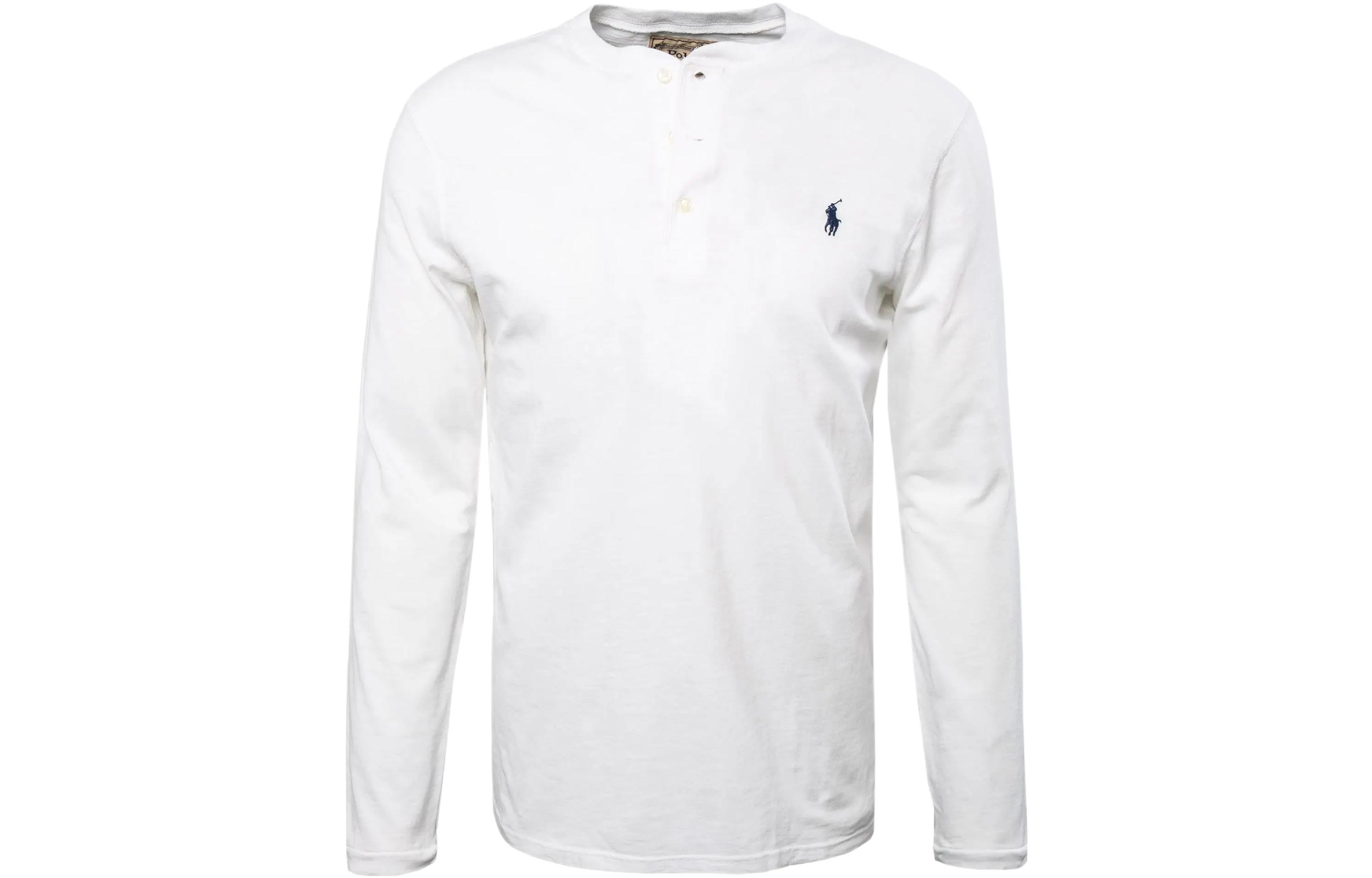 Polo Ralph Lauren SS22 Logo Embroidered Button-Up Short Sleeve Tee White Mens. 710790058-002