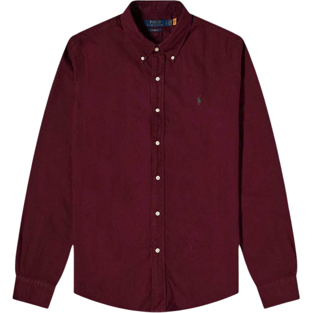 Polo Ralph Lauren SS22 Loose Fit Solid Embroidered Pony Long Sleeve Shirt Maroon MNPOWOV16822491-600