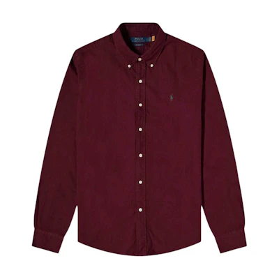 Polo Ralph Lauren SS22 Loose Fit Solid Embroidered Pony Long Sleeve Shirt Maroon MNPOWOV16822491-600
