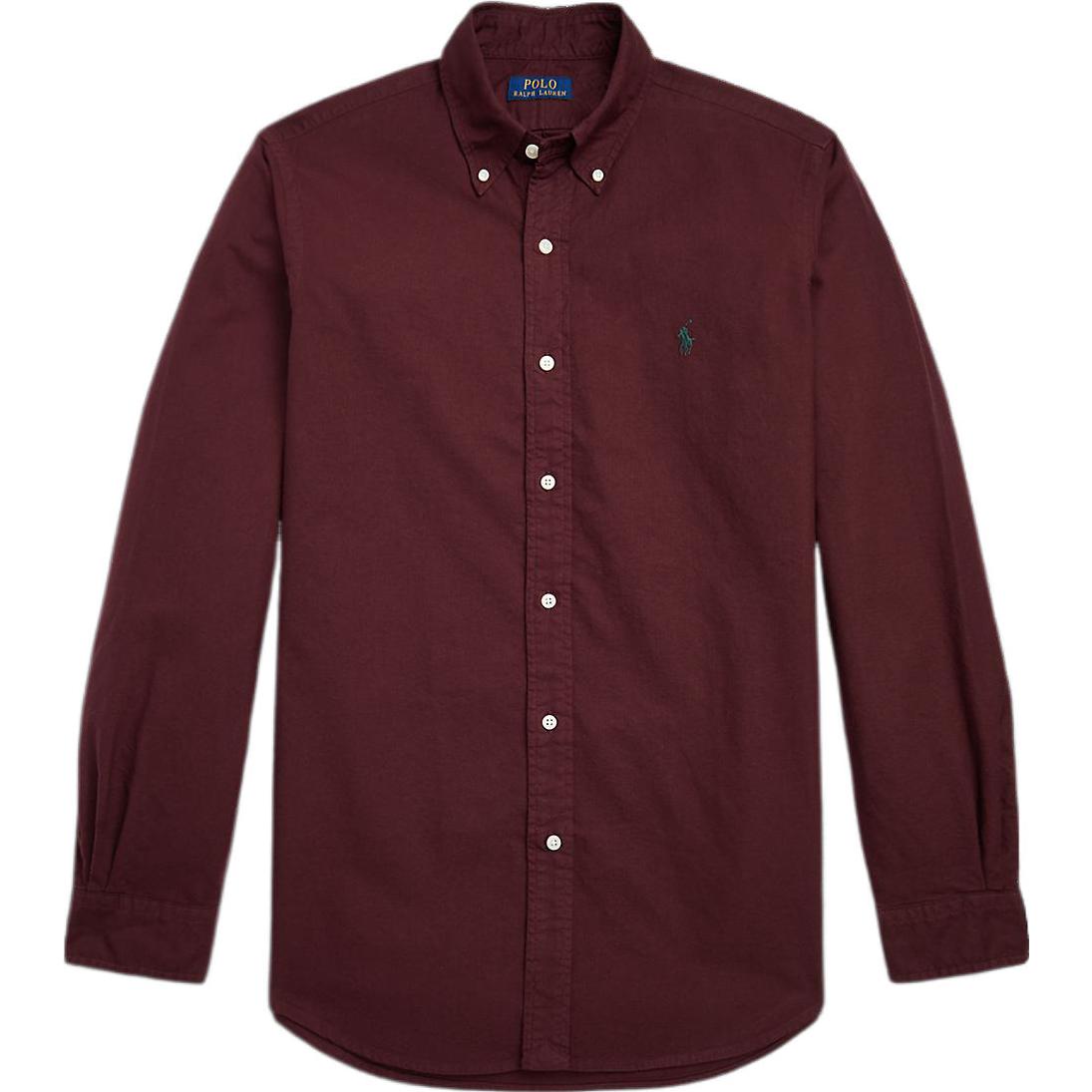 Order Polo Ralph Lauren SS22寬鬆款刺繡小馬長袖襯衫酒紅色 MNPOWOV16822491-600