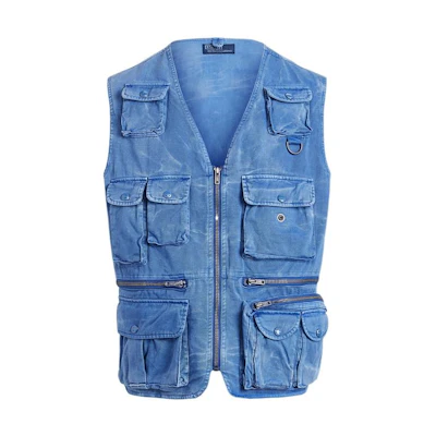 Polo Ralph Lauren SS22 Multi-Pocket Solid Zipper Vest Blue (). MNPOOTW1N220112