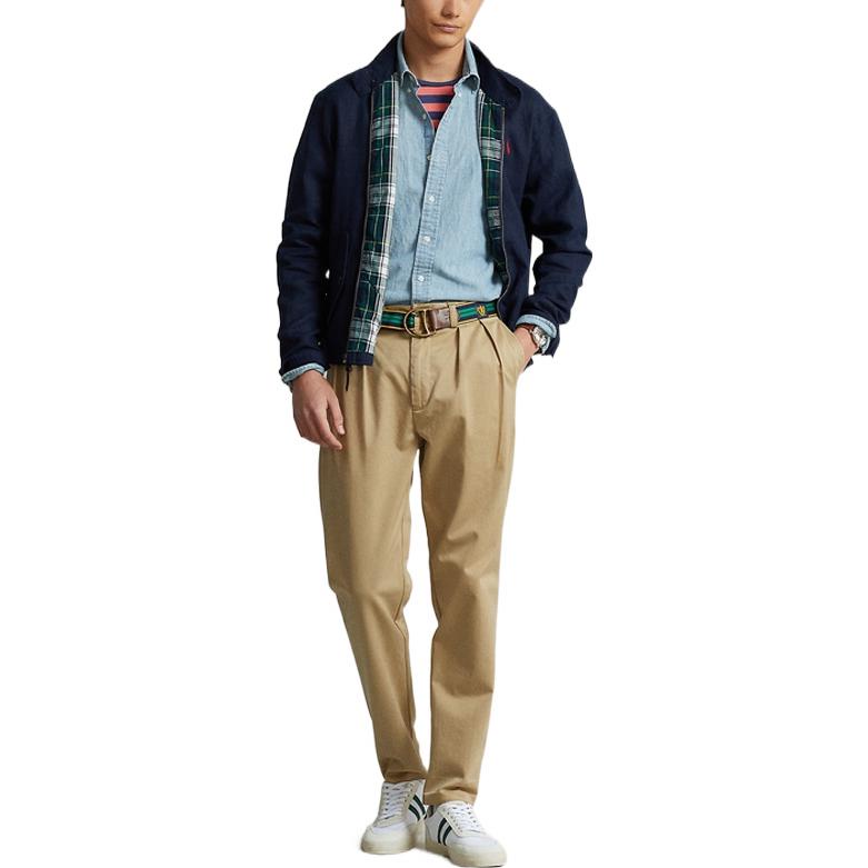 Lookbook Polo Ralph Lauren SS22 海軍藍刺繡小馬亞麻外套 MNPOOTW16020807-410