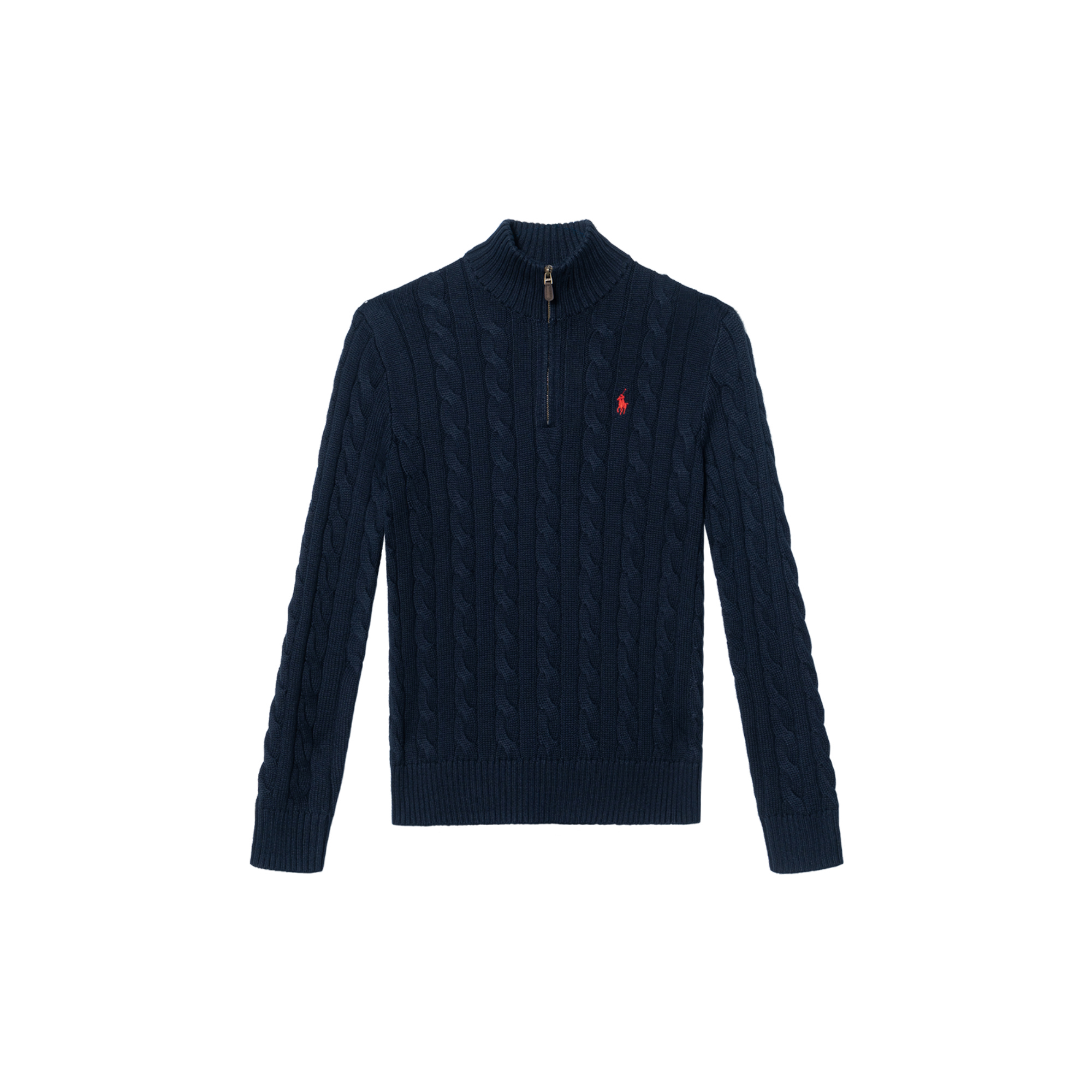 Polo Ralph Lauren SS22 Navy Blue Half-Zip Sweater with Embroidered Logo. MNPOSWE16820600-400