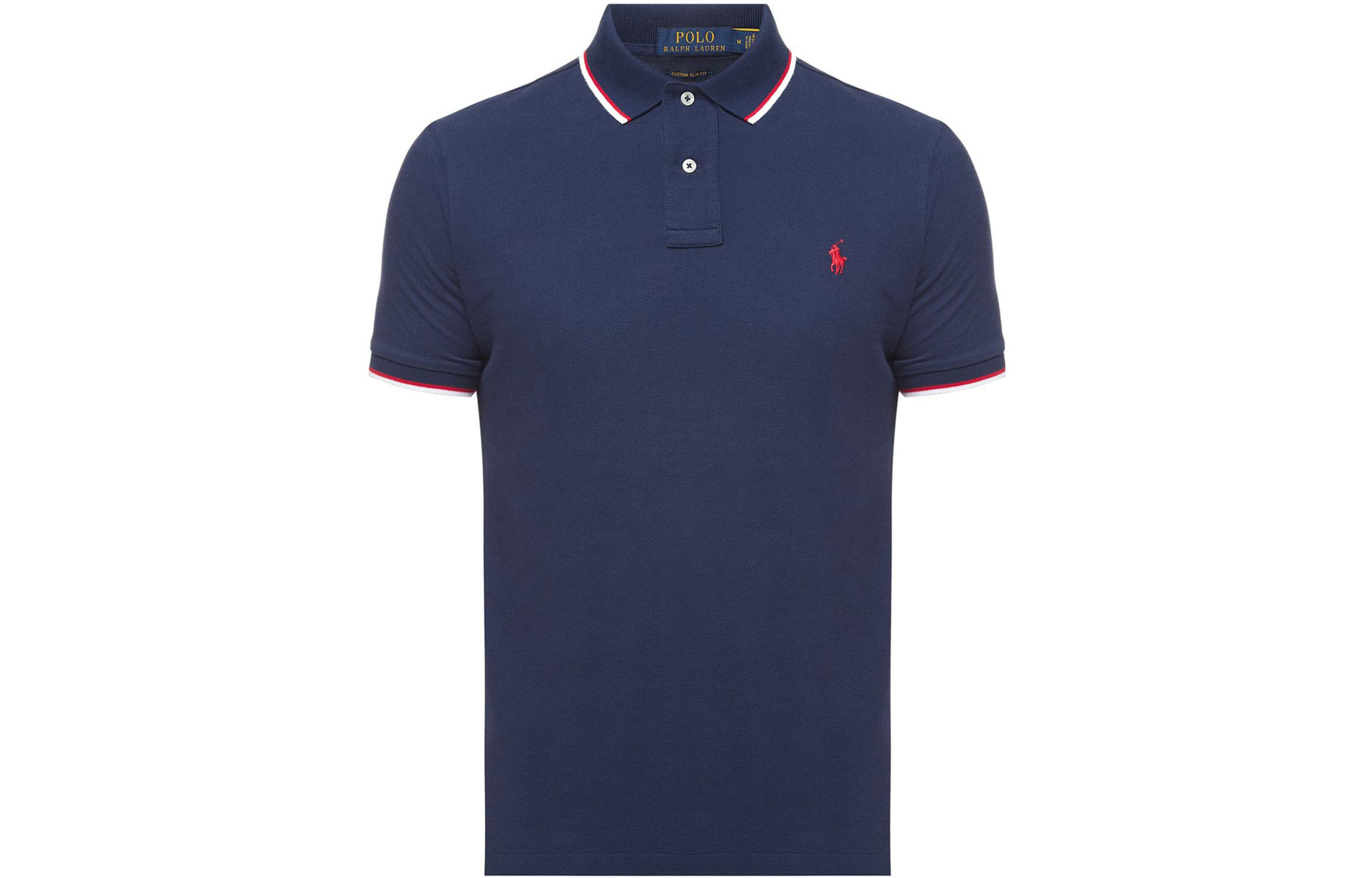 Order ポロラルフローレン SS22 ネイビーストライプロゴ刺繍半袖ポロシャツ メンズ 710842621003NAVY