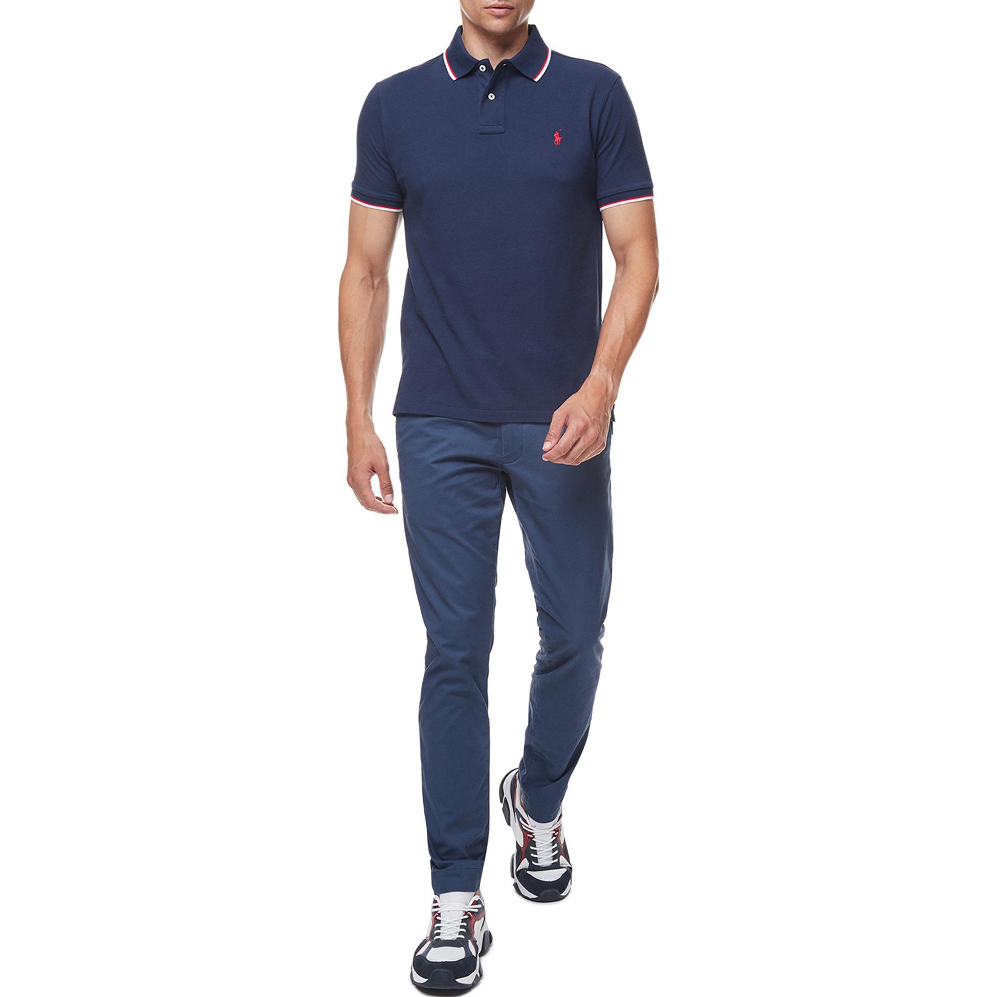 Lookbook ポロラルフローレン SS22 ネイビーストライプロゴ刺繍半袖ポロシャツ メンズ 710842621003NAVY