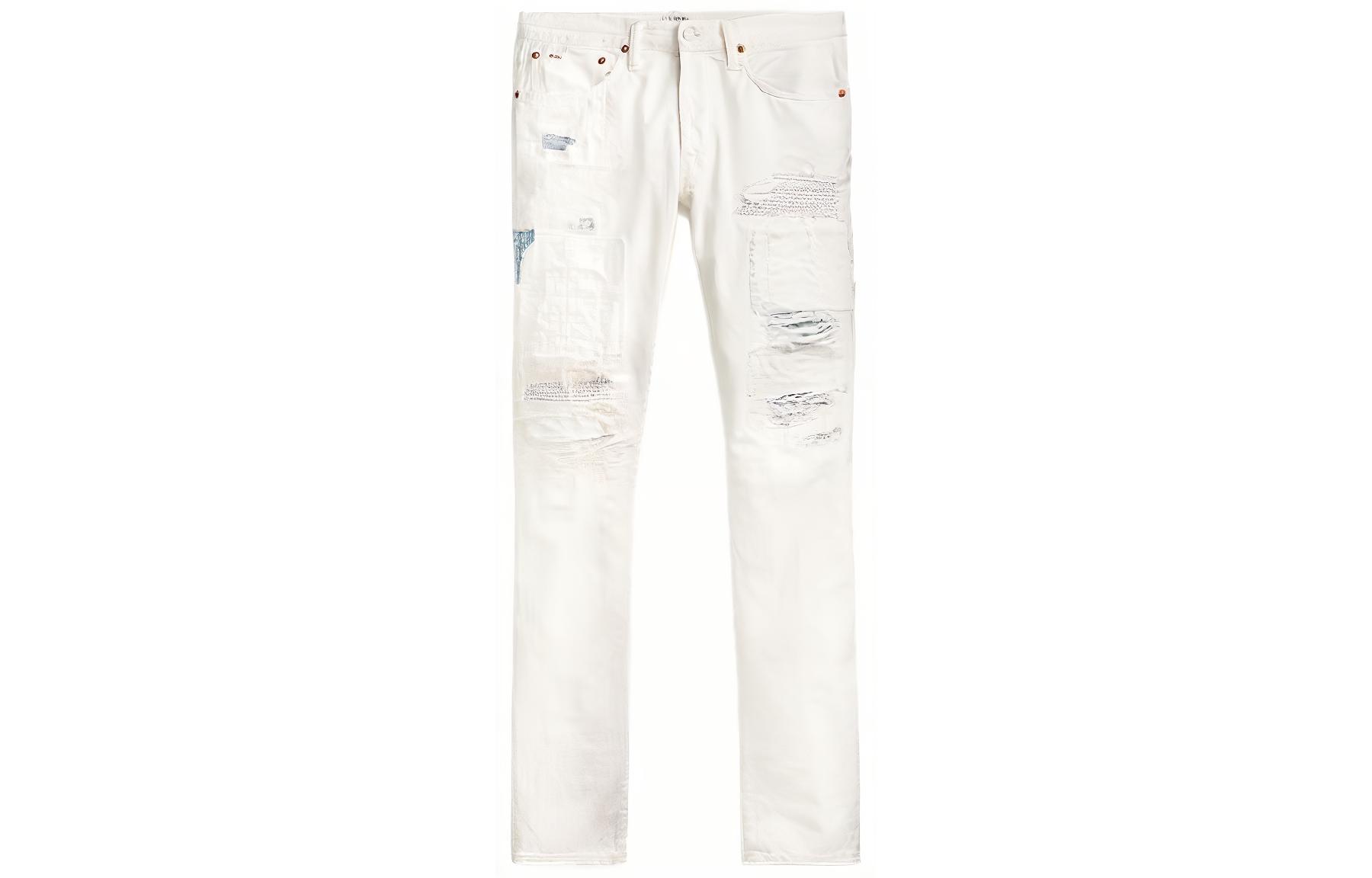 Polo Ralph Lauren SS22 Slim Fit Distressed White Denim Jeans for Men. MNPODNM10920189-100