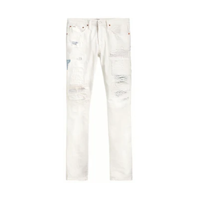 Polo Ralph Lauren SS22 Slim Fit Distressed White Denim Jeans for Men. MNPODNM10920189-100