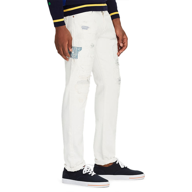 Details for Polo Ralph Lauren SS22 Slim Fit Jeans Denim Putih Lelaki Distressed. MNPODNM10920189-100