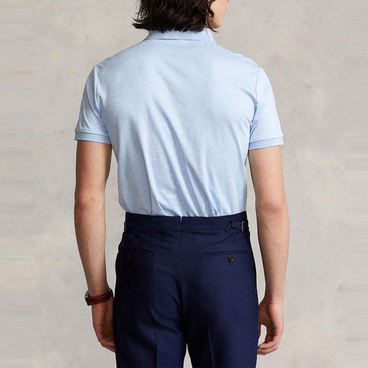 Polo Ralph Lauren SS22 Slim Fit Solid Blue Short Sleeve Polo Shirt for Men. MNPOKNI1N821582-400 圖 4