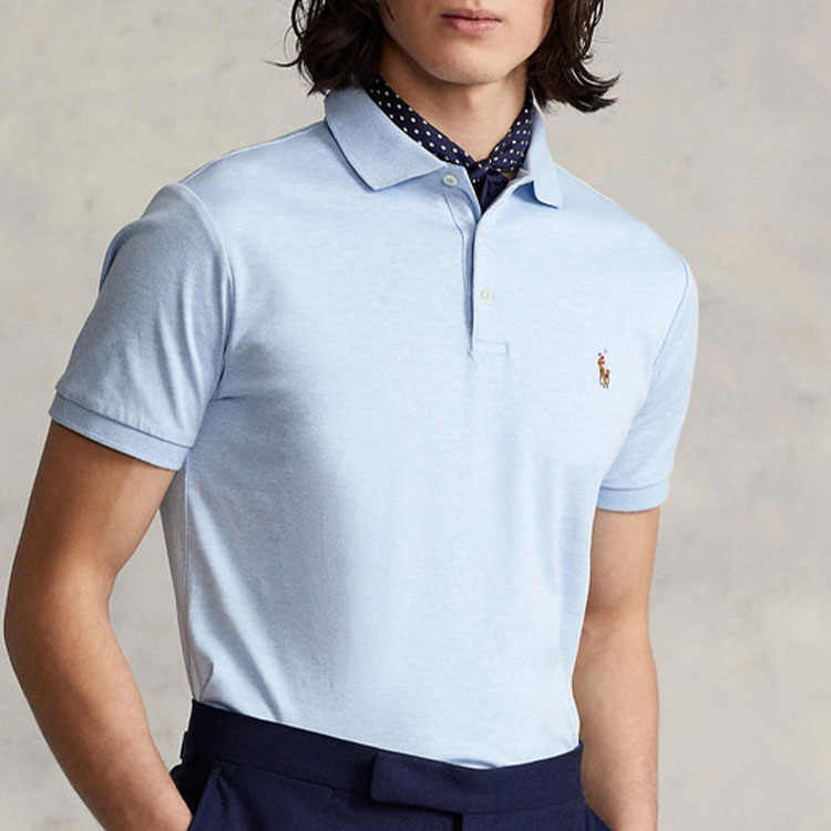 Polo Ralph Lauren SS22 Slim Fit Solid Blue Short Sleeve Polo Shirt for Men. MNPOKNI1N821582-400 圖 5