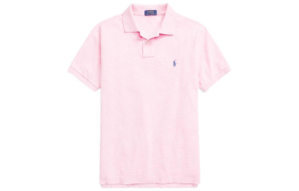Polo Ralph Lauren SS22 Slim Fit Solid Mesh Embroidered Short Sleeve Polo Pink . MNPOKNI1N821577-650