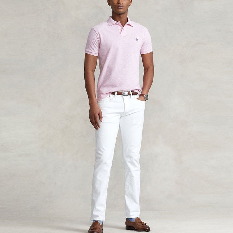 Lookbook Polo Ralph Lauren SS22 Slim Fit Solid Mesh Embroidered Short Sleeve Polo Pink . MNPOKNI1N821577-650
