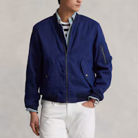Shop Polo Ralph Lauren SS22 男士彈力飛行夾克外套 - 海軍藍 MNPOOTW16020826-410