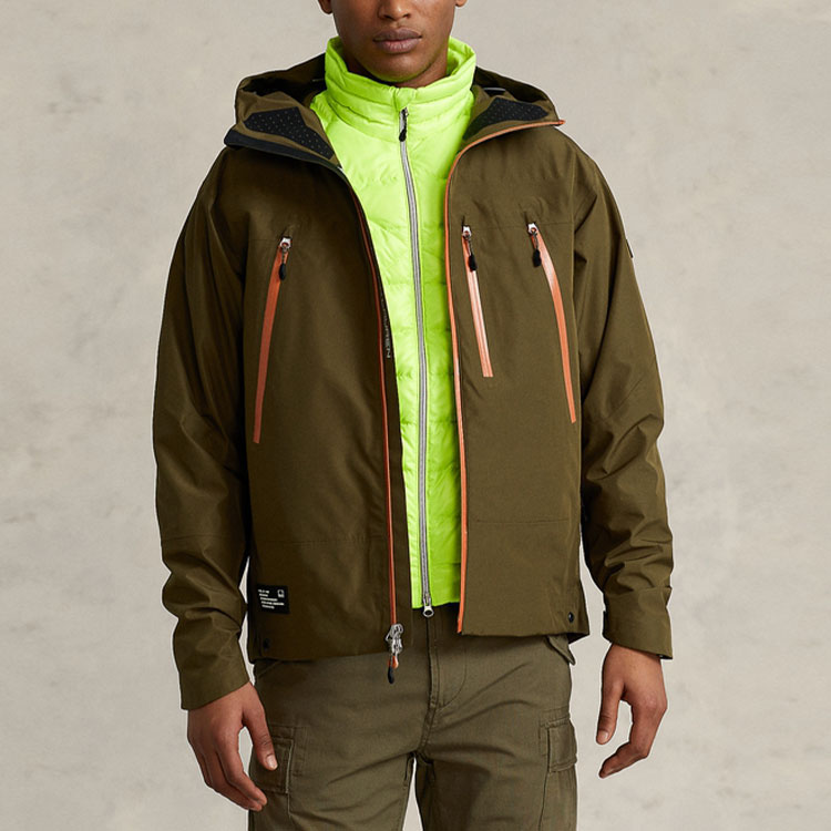Shop Polo Ralph Lauren Jaket Hoodie Tahan Air Hijau SS22 16020048-300