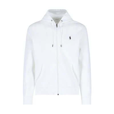 Polo Ralph Lauren SS22 White Hoodie with Logo Embroidery and Full Zip - . 710883329-013