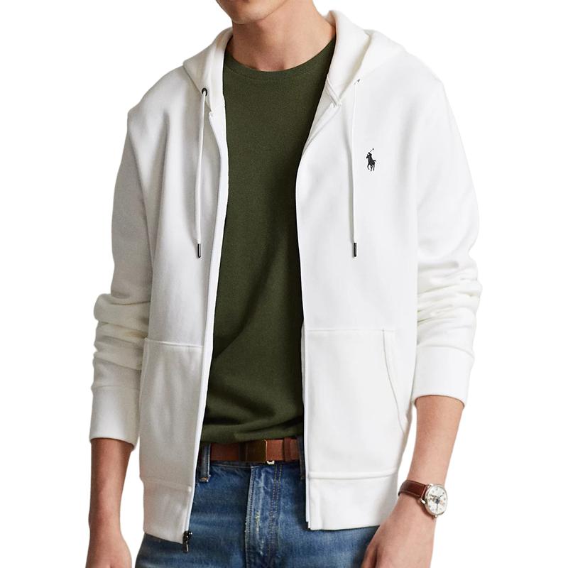 Shop Polo Ralph Lauren SS22 白色連帽外套，刺繡Logo，拉鍊款式。 710883329-013