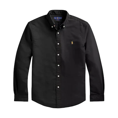 Polo Ralph Lauren SS23 Black Solid Logo Embroidered Long Shirt. 710767828-001