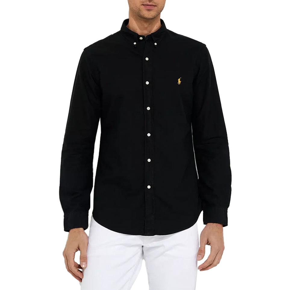 Lookbook Polo Ralph Lauren SS23 Camisa Larga Negra con Logo Bordado. 710767828-001
