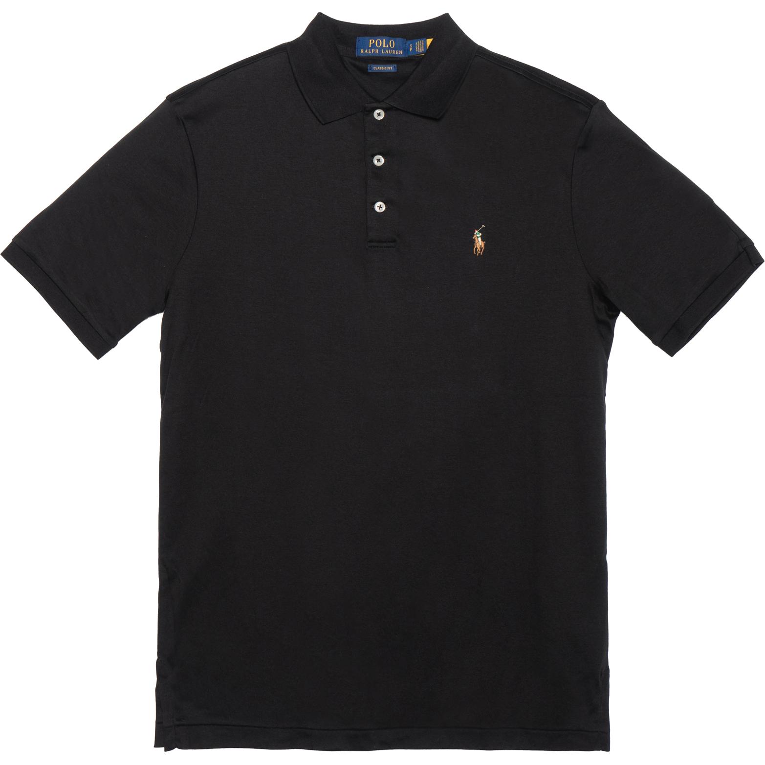 Order Polo Ralph Lauren SS23  Black Solid Polo Shirt with Logo Embroidery. 710870645-003