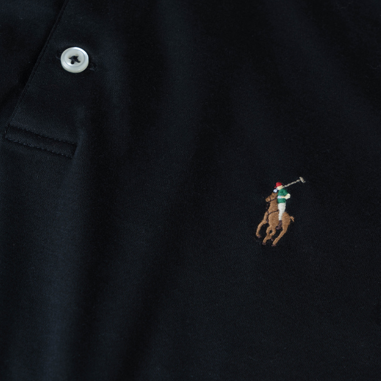 Details for Polo Ralph Lauren SS23  Black Solid Polo Shirt with Logo Embroidery. 710870645-003
