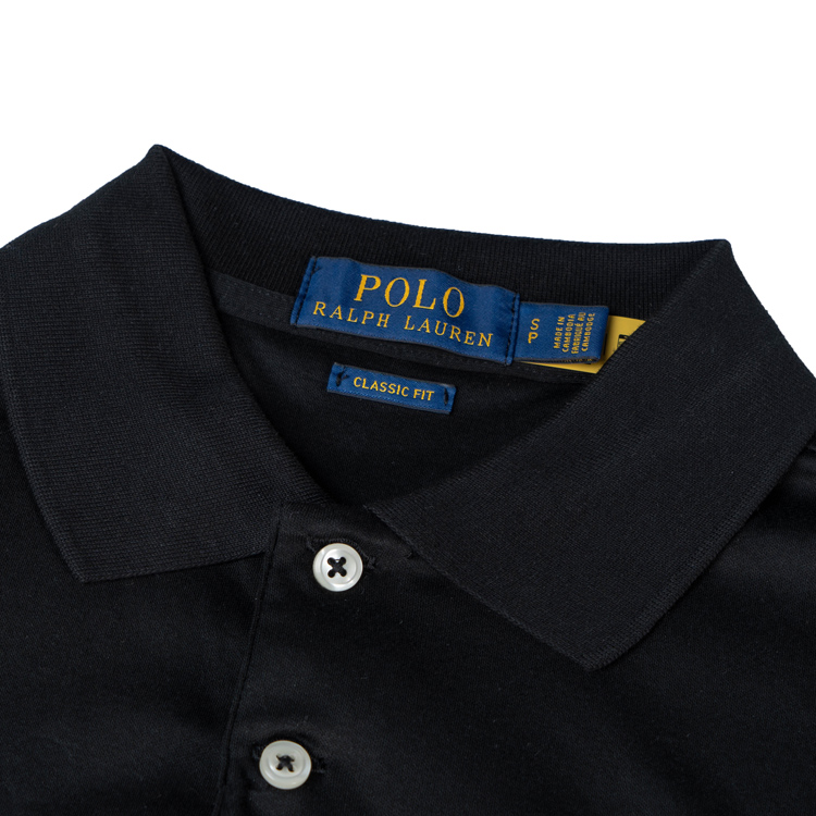 Cheap Polo Ralph Lauren SS23  Black Solid Polo Shirt with Logo Embroidery. 710870645-003