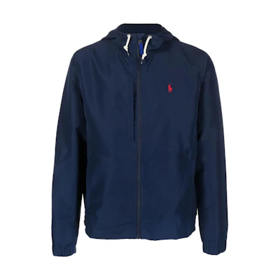 Polo Ralph Lauren SS23 Blue Hooded Zip-Up Logo Embroidered Jacket. 710888070-001