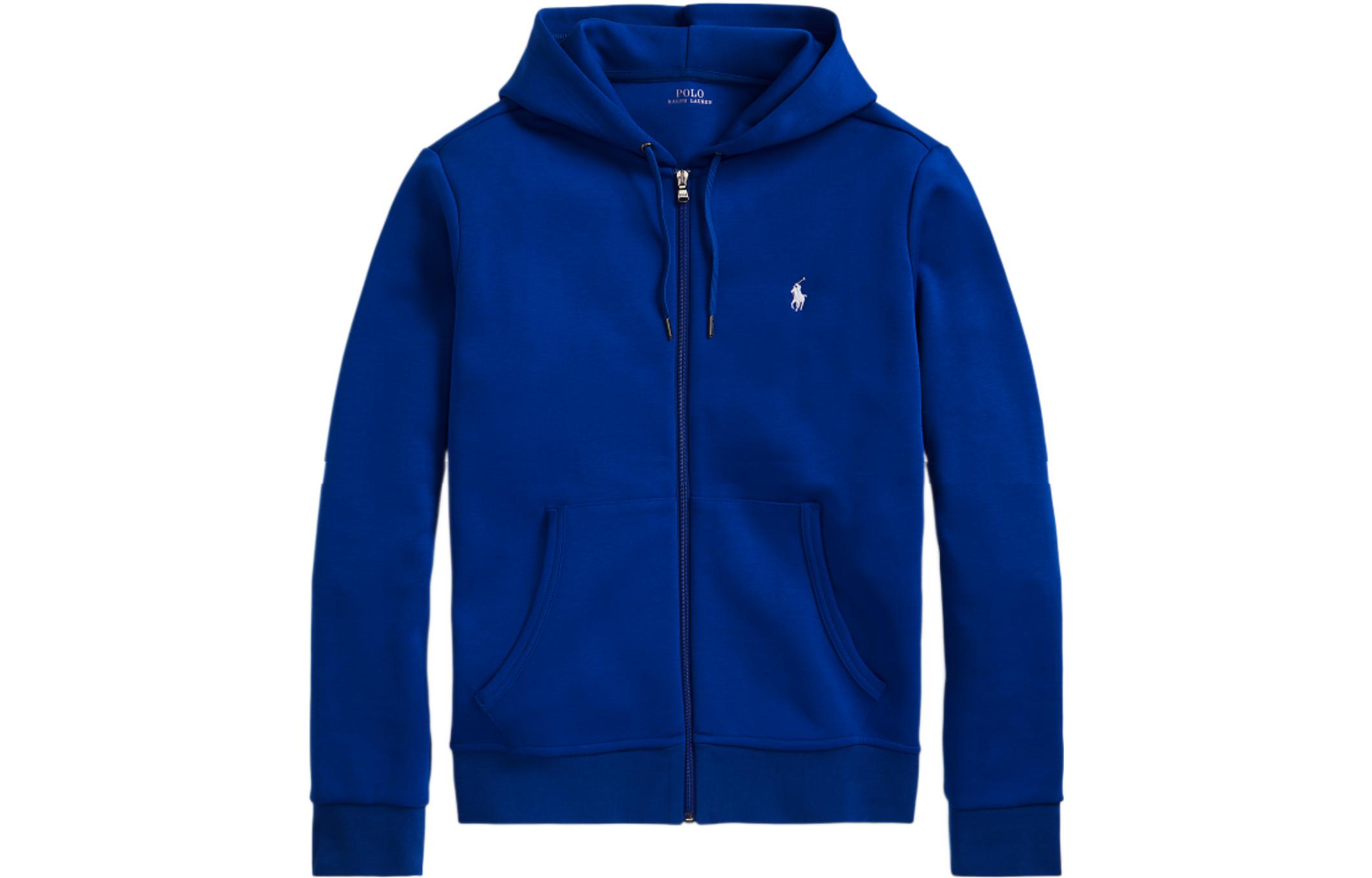 Polo Ralph Lauren SS23  Blue Solid Logo Zip-Up Embroidered Sweatshirt. MNPOKNI16822726-400