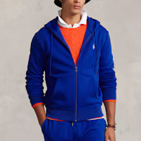 Lookbook Polo Ralph Lauren SS23 Blue Solid Logo Zip-Up Embroidered Sweatshirt. MNPOKNI16822726-400