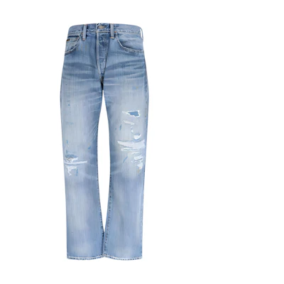 Polo Ralph Lauren SS23 Distressed Loose Fit Jeans in Solid Color. 710900029-001