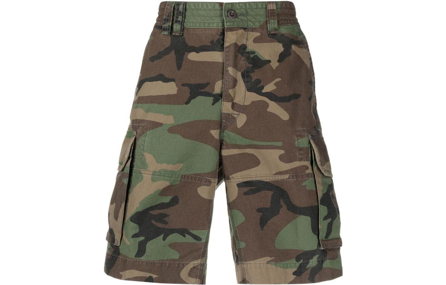 Order Polo Ralph Lauren SS23 Pantalones Cortos Cargo Camuflaje Verde con Logo Trasero. 710748127-001