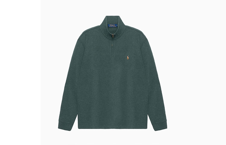 Polo Ralph Lauren SS23  Green Half-Zip Sweatshirt with Logo Embroidery. 710857073-017