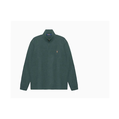 Polo Ralph Lauren SS23 Green Half-Zip Sweatshirt with Logo Embroidery. 710857073-017
