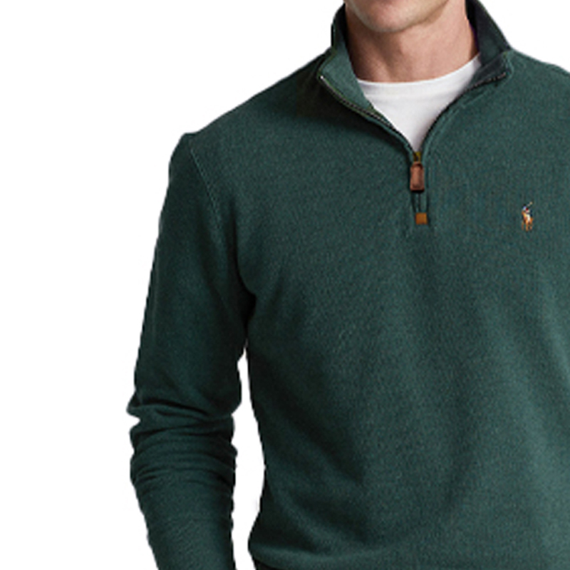 Purchase Polo Ralph Lauren SS23 Sweatshirt Hijau Half-Zip dengan Bordir Logo. 710857073-017