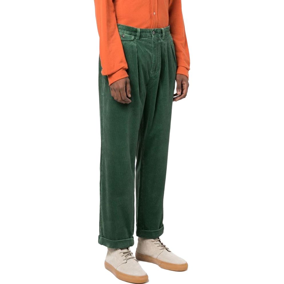 Shop 폴로 랄프로렌 SS23 그린 루즈핏 플리츠 스트레이트 캐주얼 팬츠 710882543003