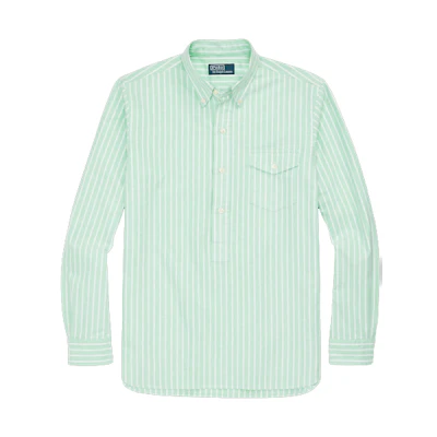Polo Ralph Lauren SS23 Green Striped Long Sleeve Pocket Shirt. MNPOWOV16822881-300