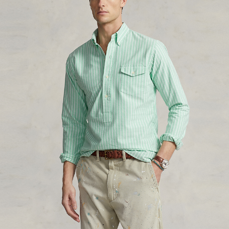 Polo Ralph Lauren SS23  Green Striped Long Sleeve Pocket Shirt. MNPOWOV16822881-300 圖 3