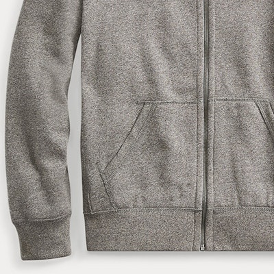 Polo Ralph Lauren SS23 灰色刺绣标志拉链连帽衫配抽绳。 710625887-001 Sizing Polo Ralph Lauren SS23 灰色刺绣标志拉链连帽衫配抽绳。 710625887-001