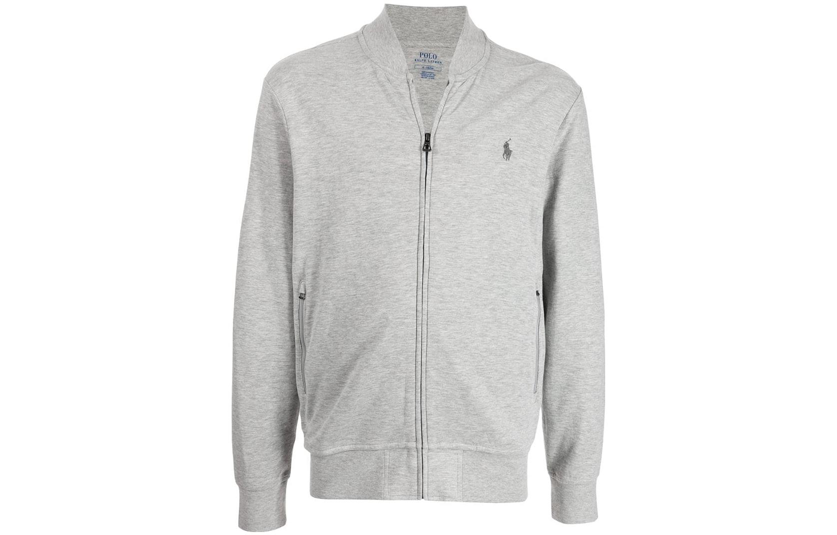 Polo Ralph Lauren SS23  Grey Solid Logo Embroidered Zip Jacket. 710842844-001