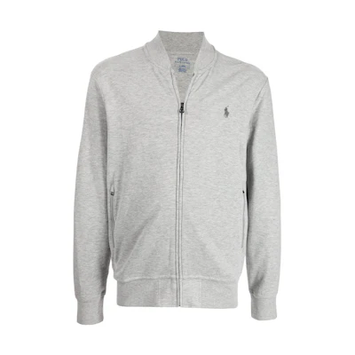 Polo Ralph Lauren SS23 Grey Solid Logo Embroidered Zip Jacket. 710842844-001