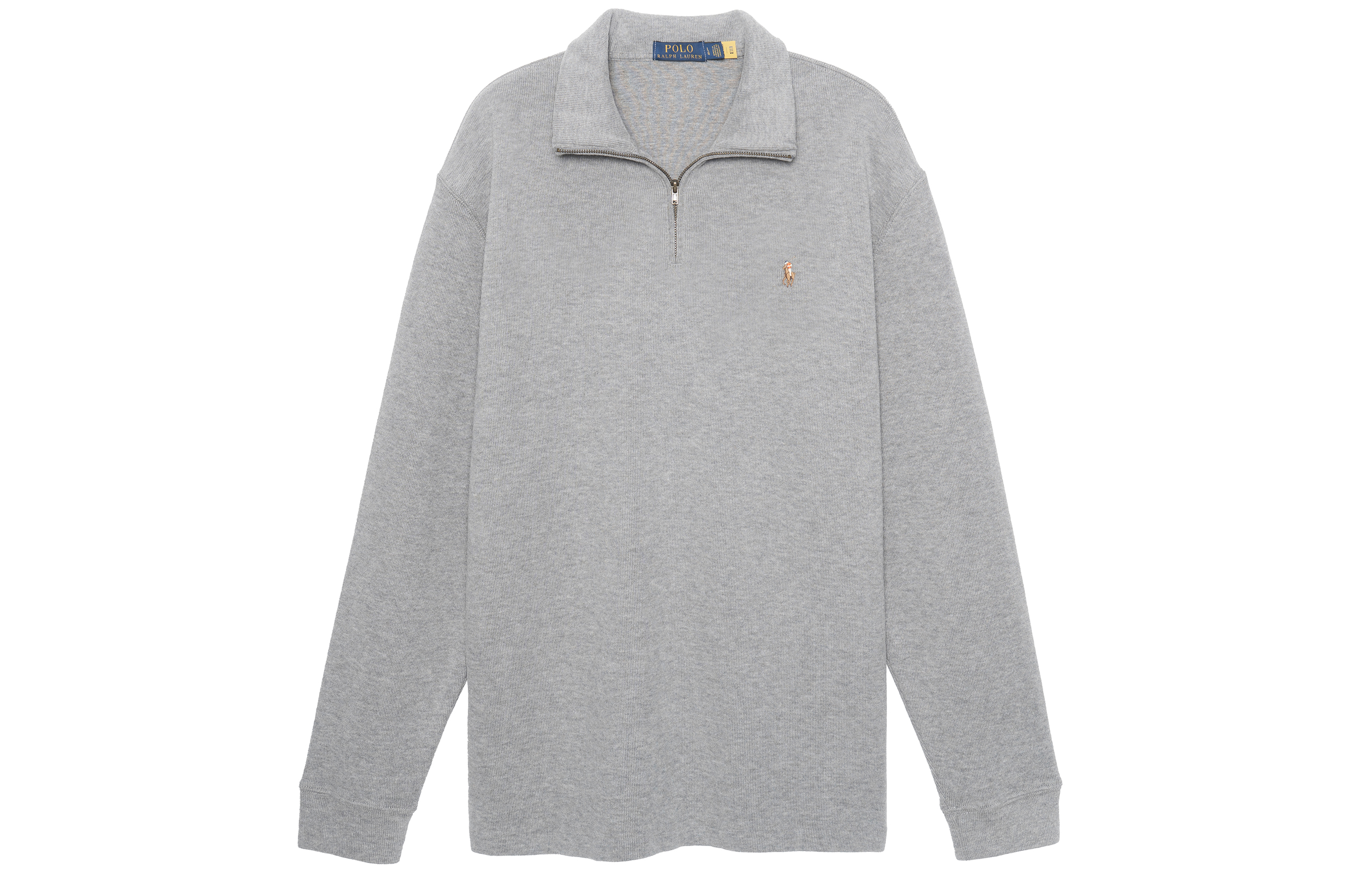 Order 폴로 랄프로렌 SS23 하프집 로고 자수 스웨트셔츠 그레이. 710857073-006