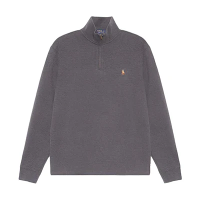Polo Ralph Lauren SS23 Half-Zip Solid Grey Sweatshirt with Logo Embroidery. 710857073-015