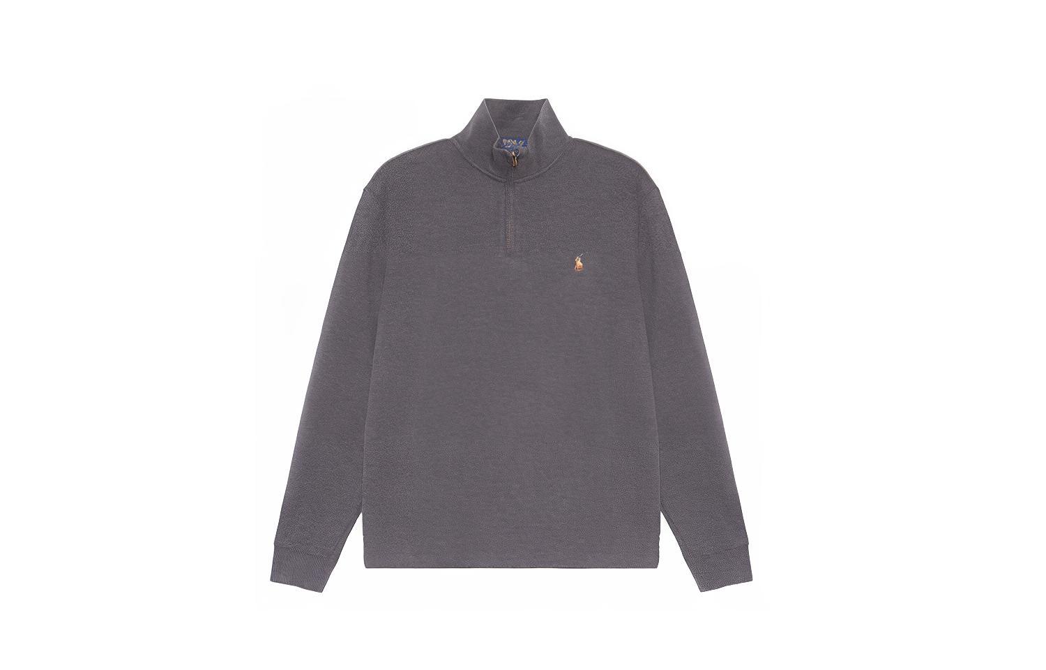 Order Polo Ralph Lauren SS23 Half-Zip Sweatshirt Abu dengan Bordir Logo. 710857073-015