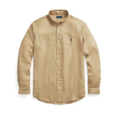 Polo Ralph Lauren SS23 Khaki Linen Long Sleeve Shirt. MNPOWOV16822143-250