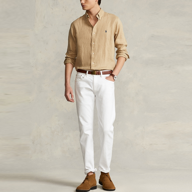 Lookbook Polo Ralph Lauren SS23 Camisa Manga Larga de Lino Caqui. MNPOWOV16822143-250