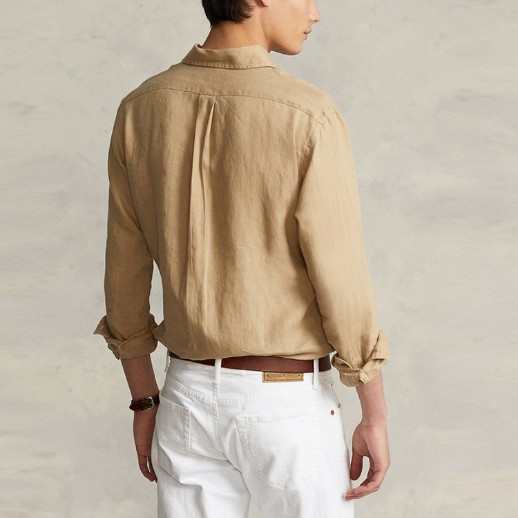 Purchase Polo Ralph Lauren SS23 Camisa Manga Larga de Lino Caqui. MNPOWOV16822143-250