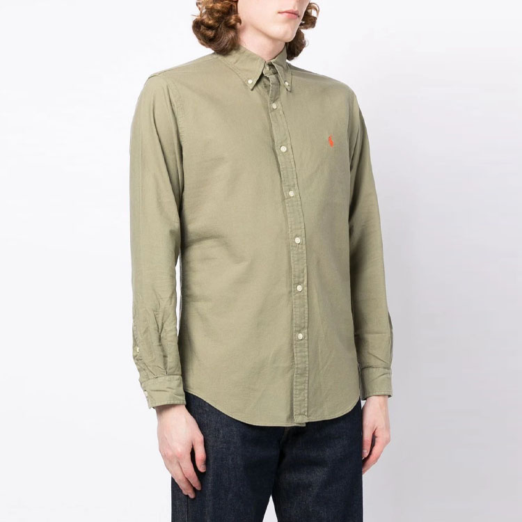 Polo Ralph Lauren SS23  Logo Embroidered Long Sleeve Shirt Light Brown 710805564-034 圖 5