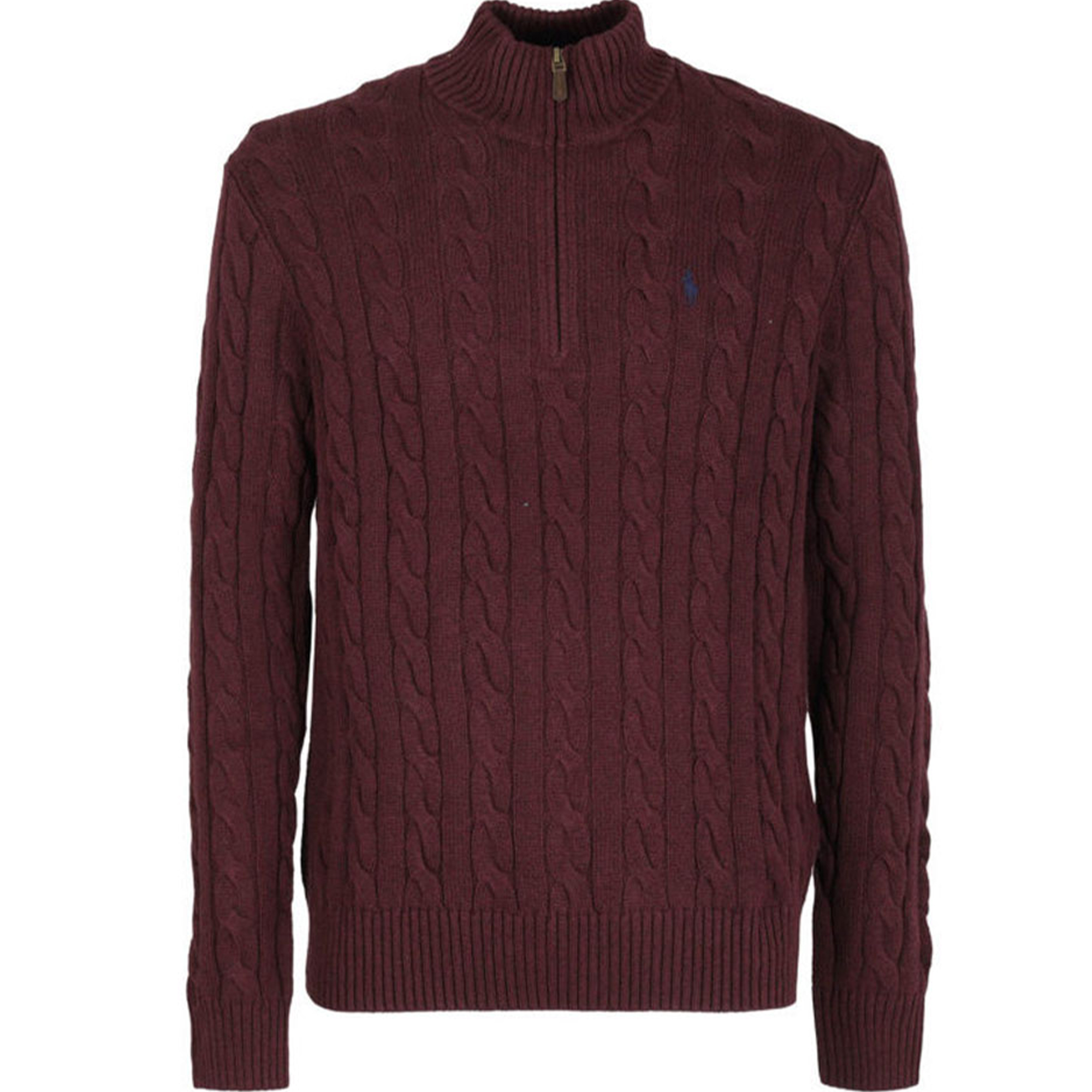 Polo Ralph Lauren SS23  Maroon Embroidered Knit Zip-Up Sweater 710810841-005