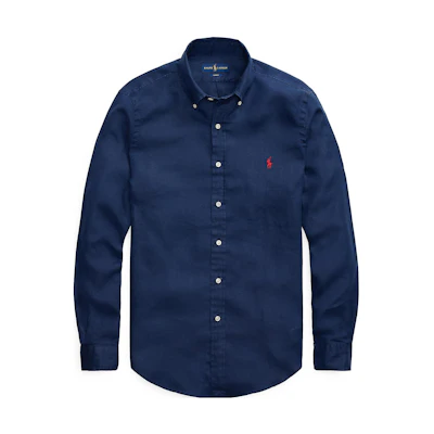 Polo Ralph Lauren SS23 Navy Long Sleeve Shirt with Logo Embroidery. MNPOWOV16820396-410