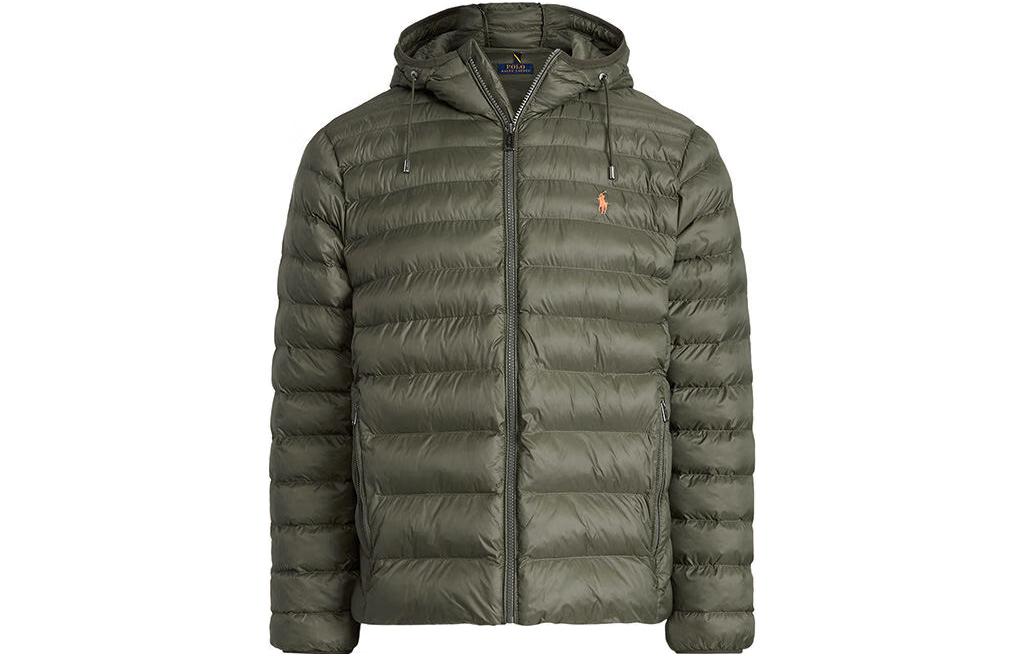 Polo Ralph Lauren SS23  Olive Hooded Down Jacket with Logo Embroidery. 710829156-007